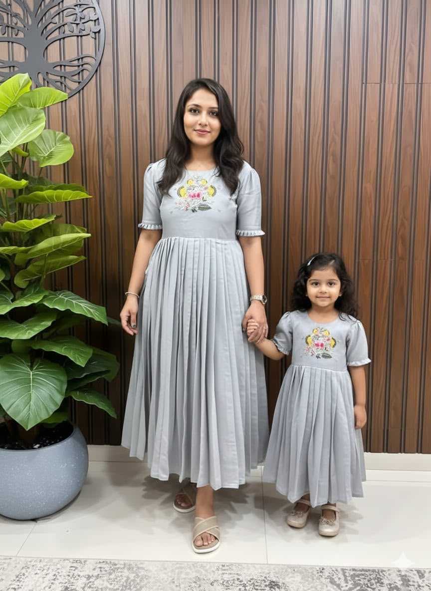 Soft Cotton Silk Mother Daughter Matching
