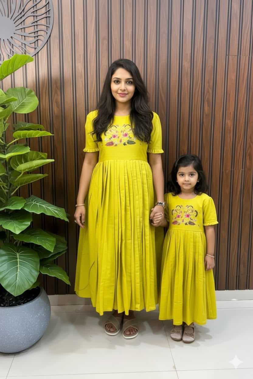 Soft Cotton Silk Mother Daughter Matching