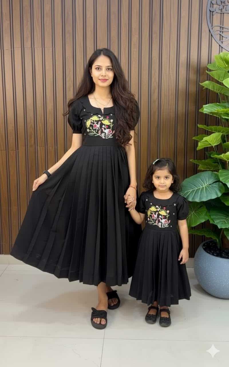 Soft Cotton Silk Mother Daughter Matching