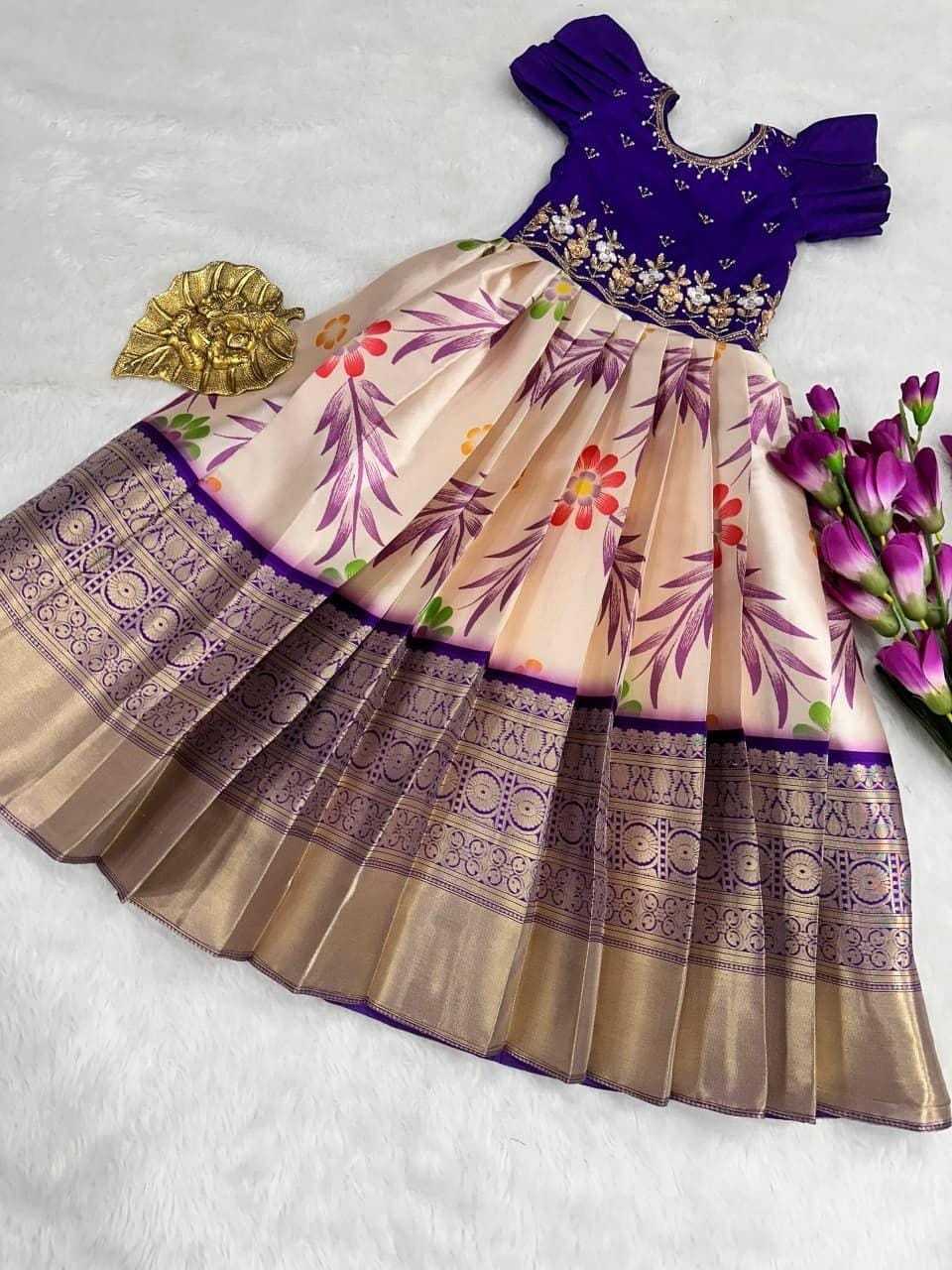 Pure Silk Kids Gown in Purple
