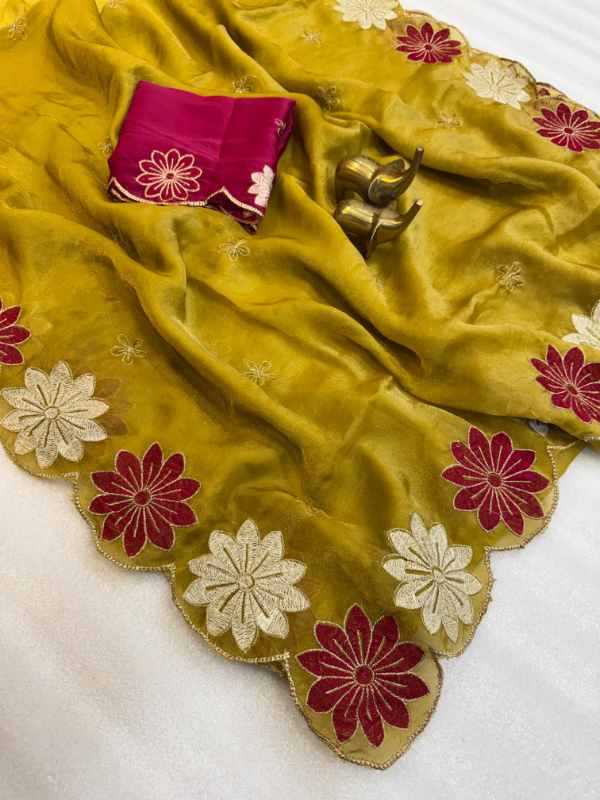 Rose Satin Designer Saree