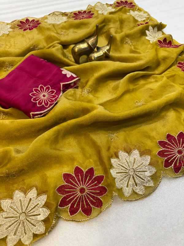Rose Satin Designer Saree