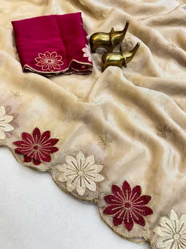 Rose Satin Designer Saree