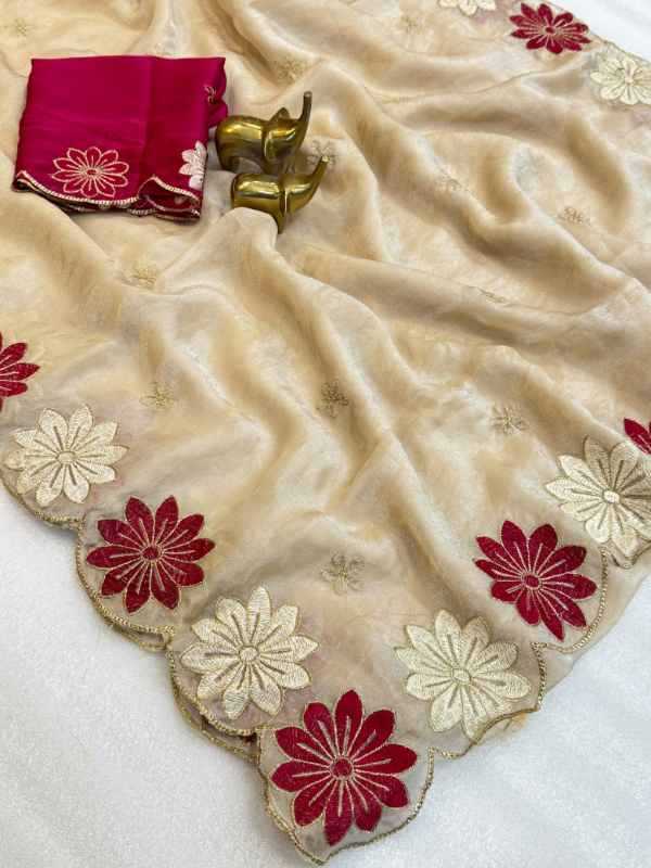 Rose Satin Designer Saree