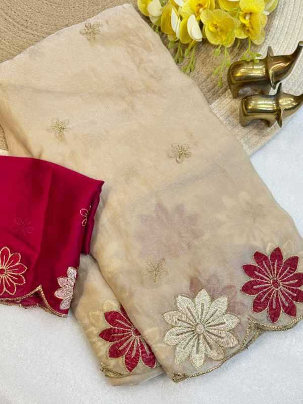 Rose Satin Designer Saree