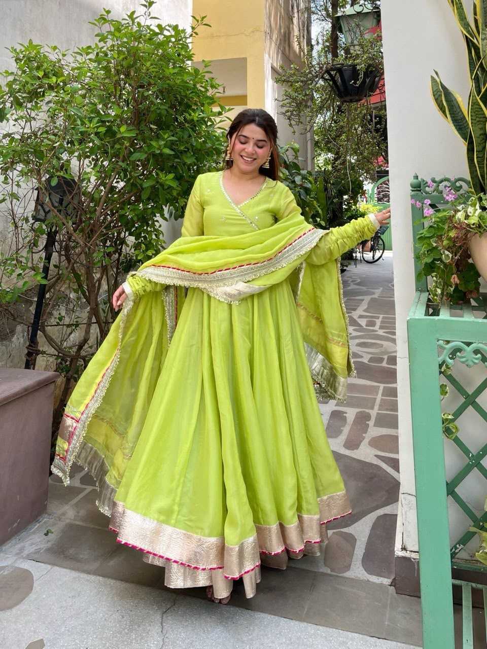 Crepe Sharara Salwar Suit in Pink