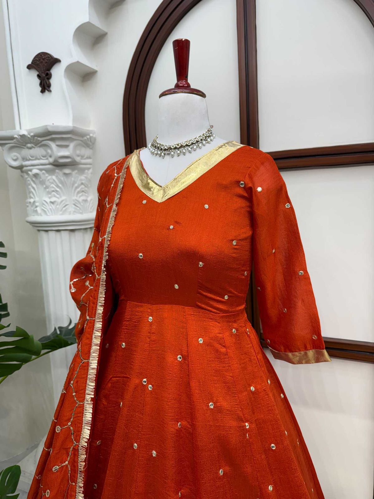 Vichitra Silk Anarkali Gown