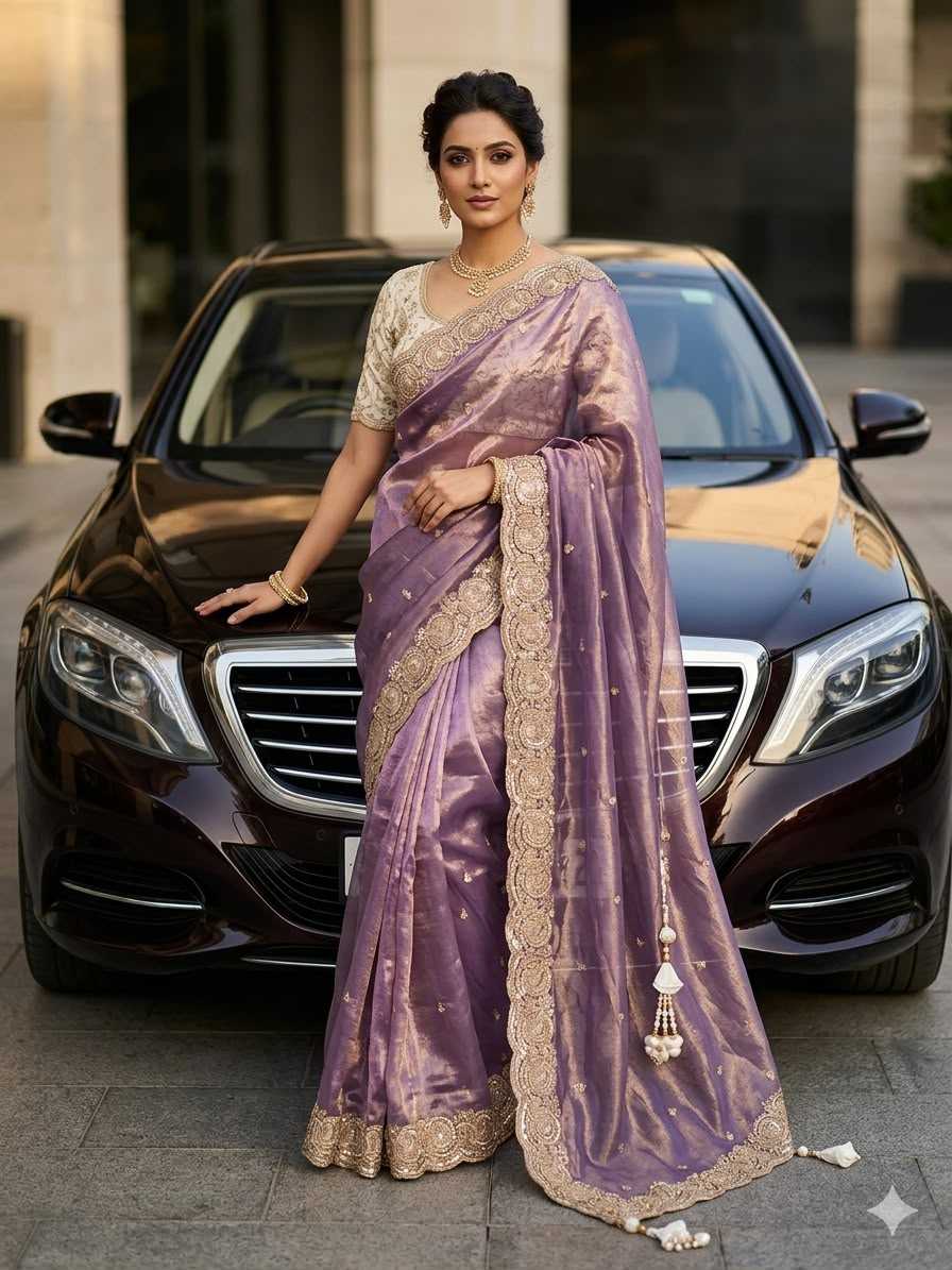 Ananya Space Silk Soft Saree in Lavender