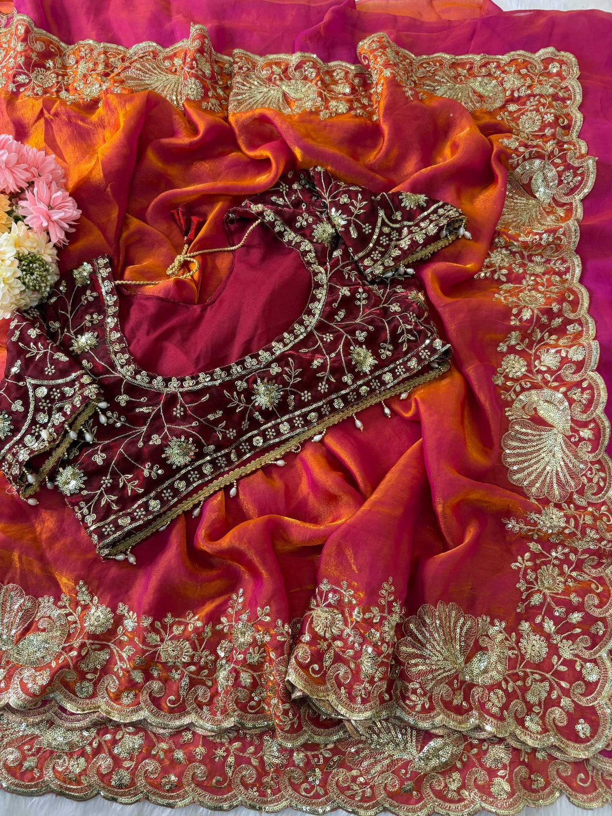 Brinda Satin Sequin Saree