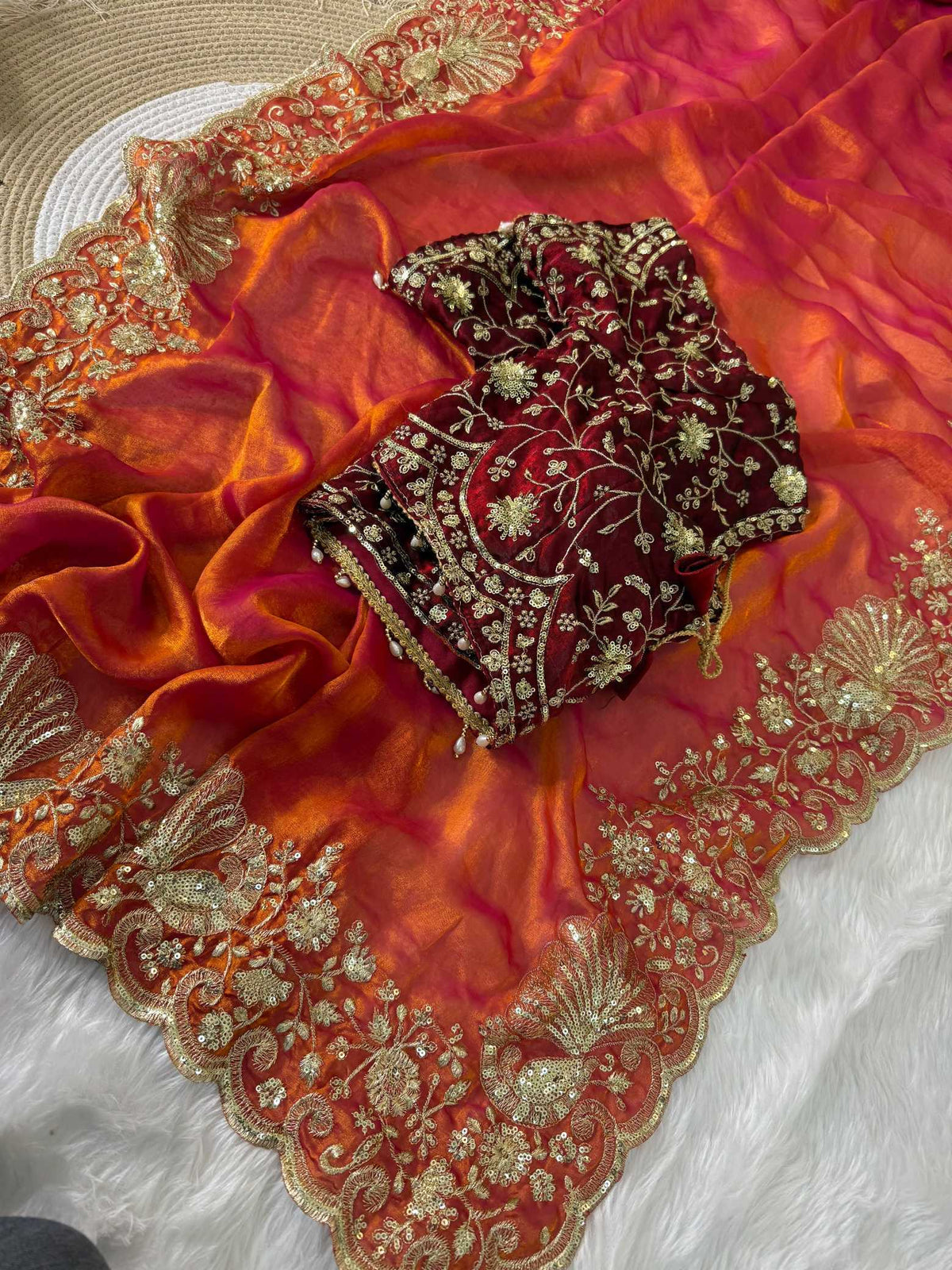 Brinda Satin Sequin Saree