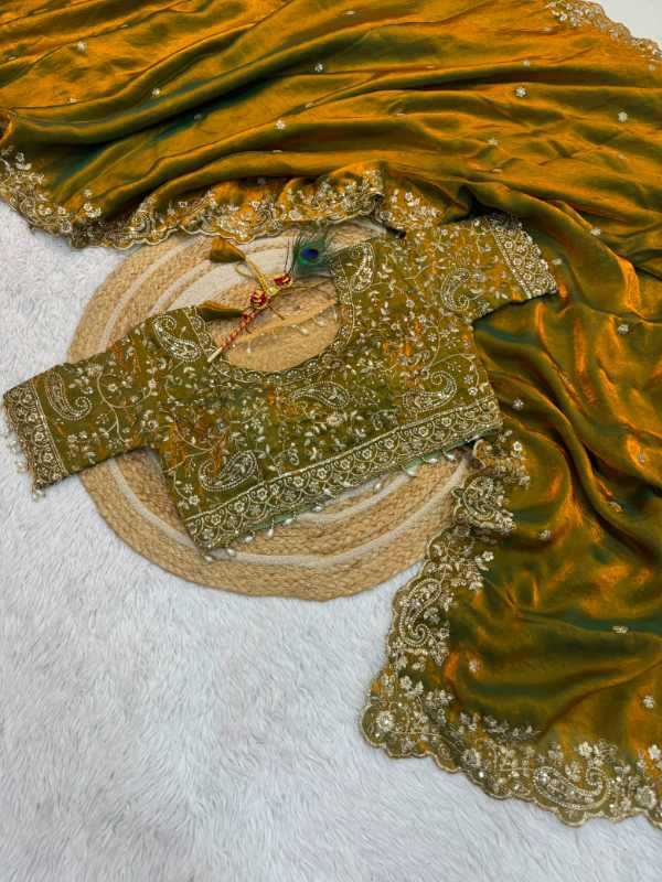 Space Silk Sequence Saree in Wine