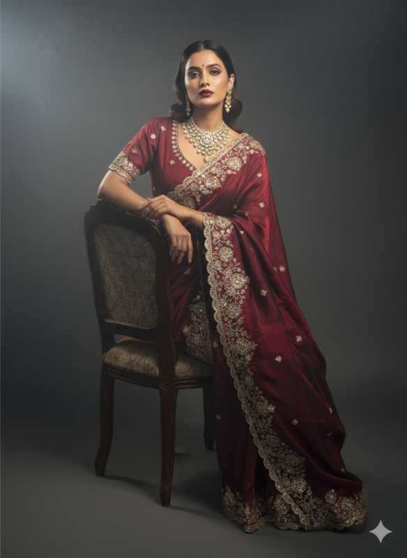 Space Silk Designer Saree in Lavender
