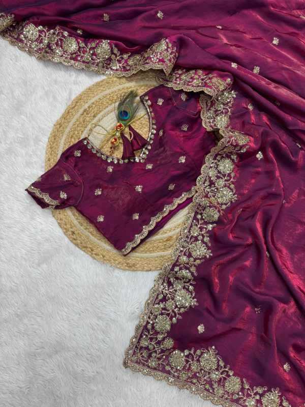 Space Silk Designer Saree in Lavender