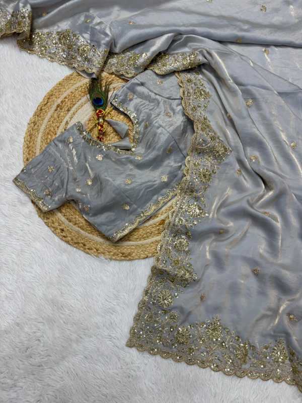 Space Silk Designer Saree in Lavender