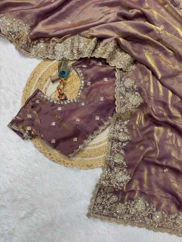 Space Silk Designer Saree in Lavender