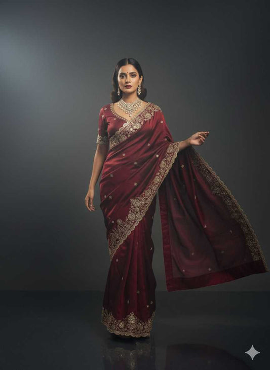 Space Silk Designer Saree in Lavender