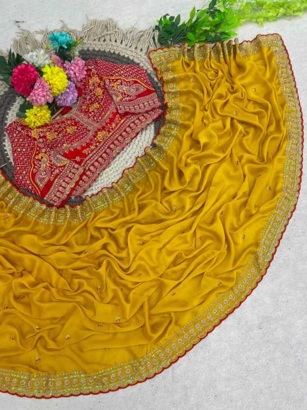 Rangoli Silk Sequence Saree in Yellow