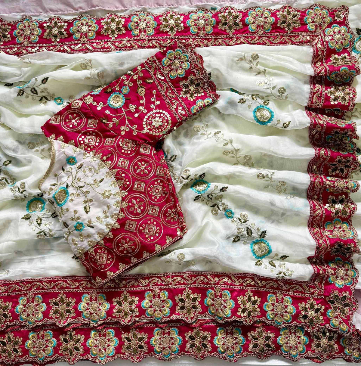 Rangoli Silk Designer Saree in Rani