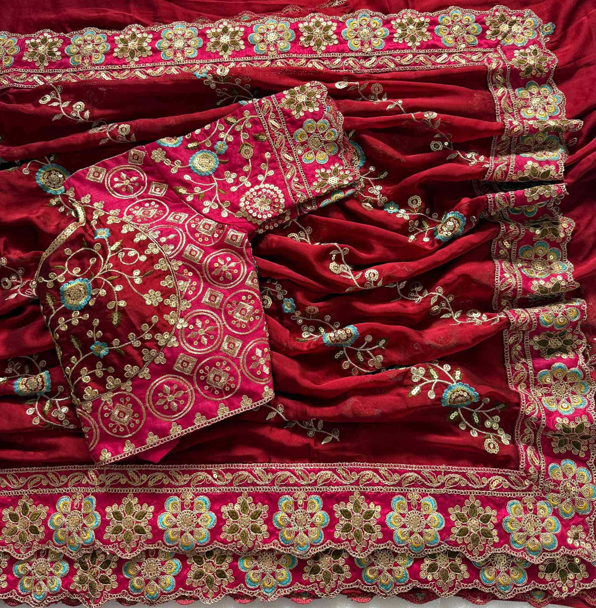 Rangoli Silk Designer Saree in Rani