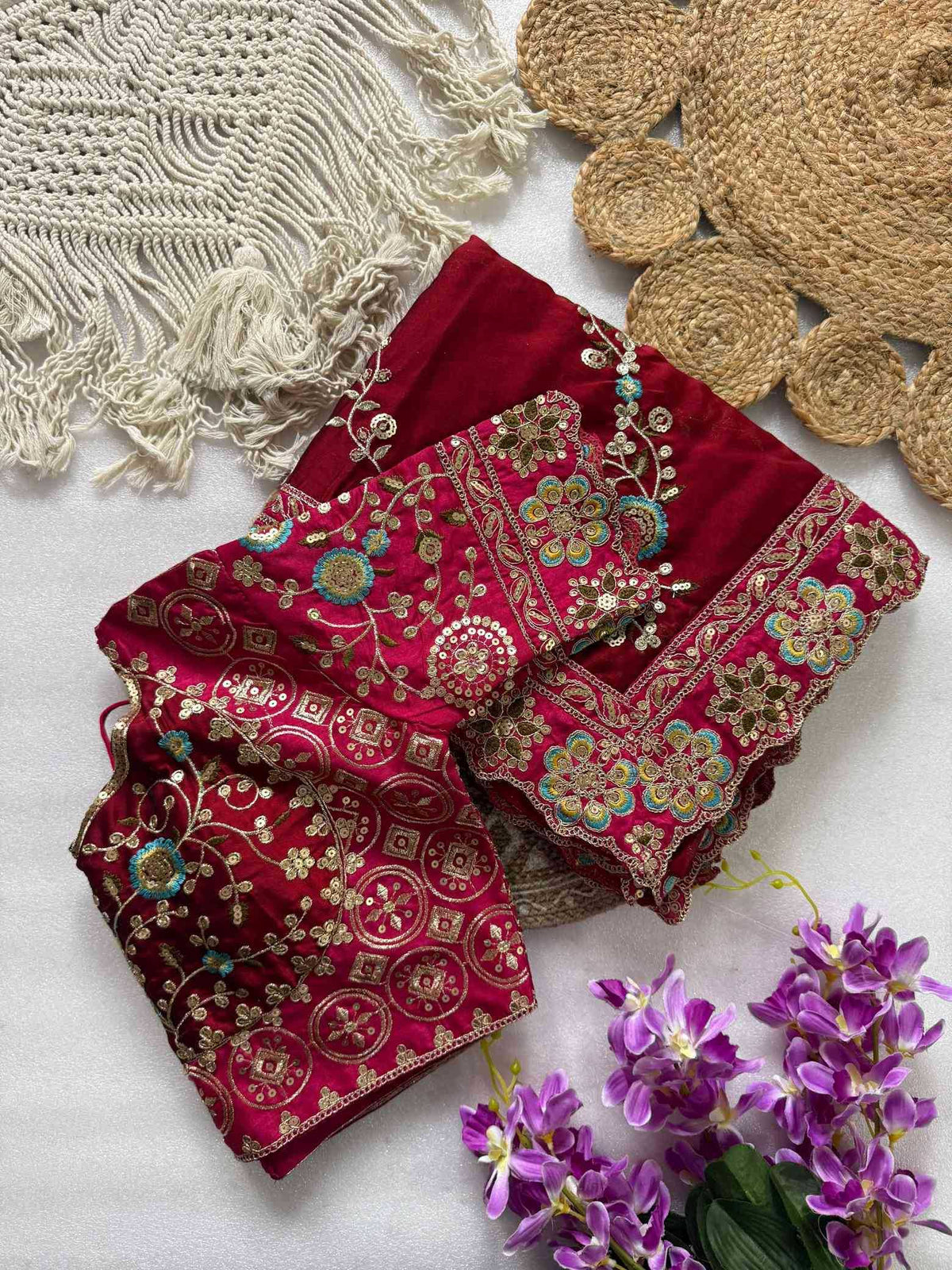 Rangoli Silk Designer Saree in Rani