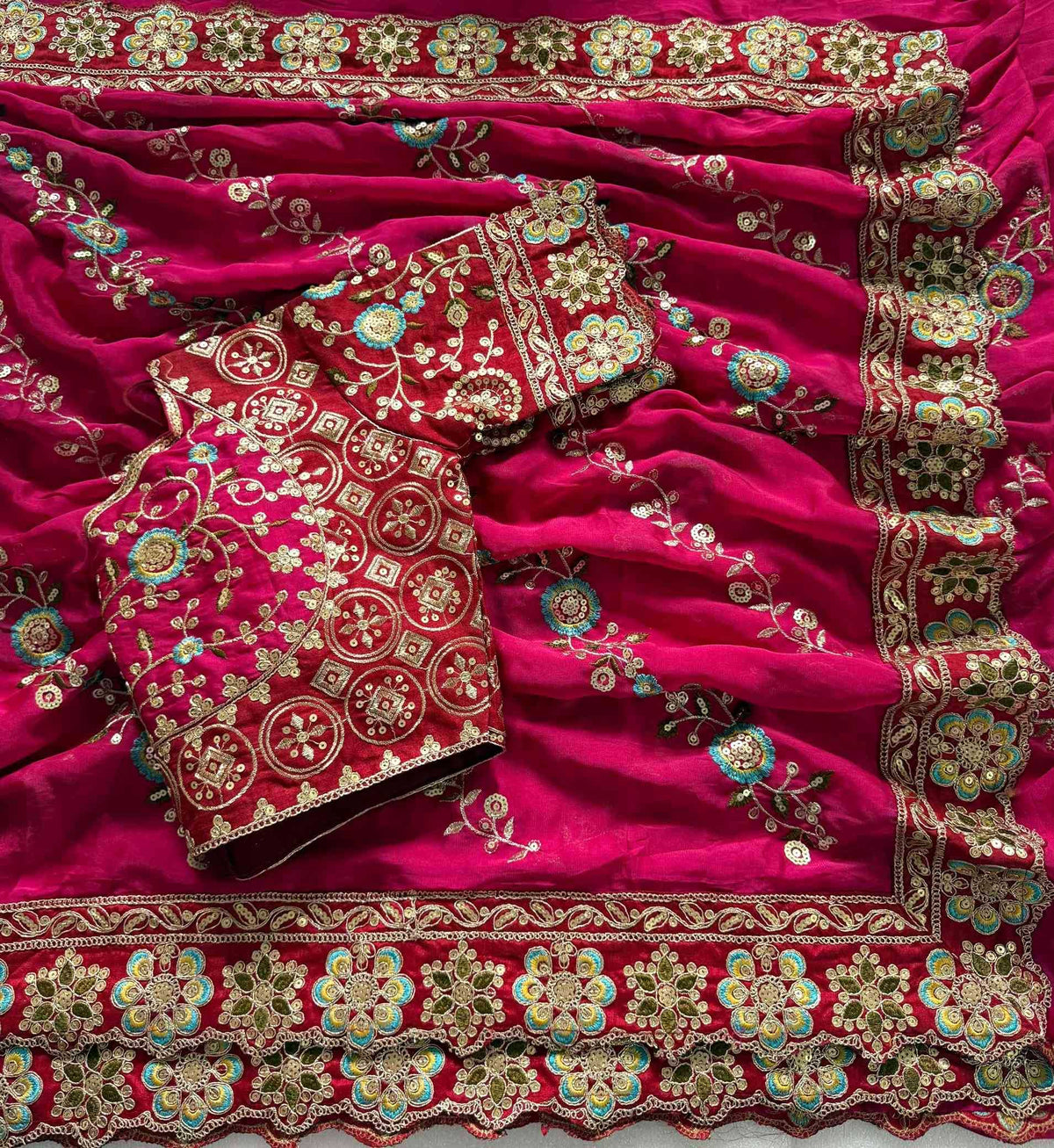 Rangoli Silk Designer Saree in Rani
