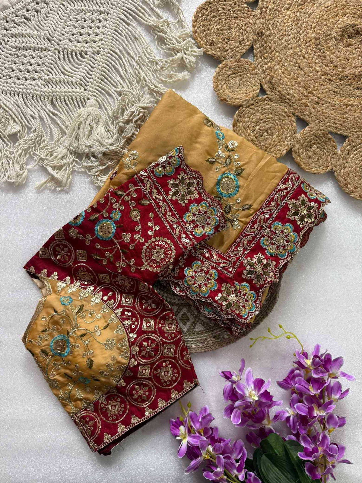 Rangoli Silk Designer Saree in Rani