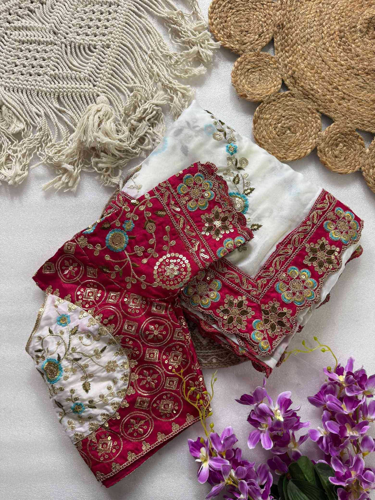 Rangoli Silk Designer Saree in Rani