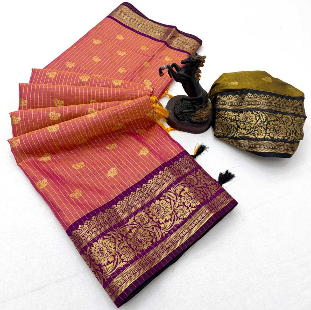 Banarasi Soft Silk Designer Saree in Orange