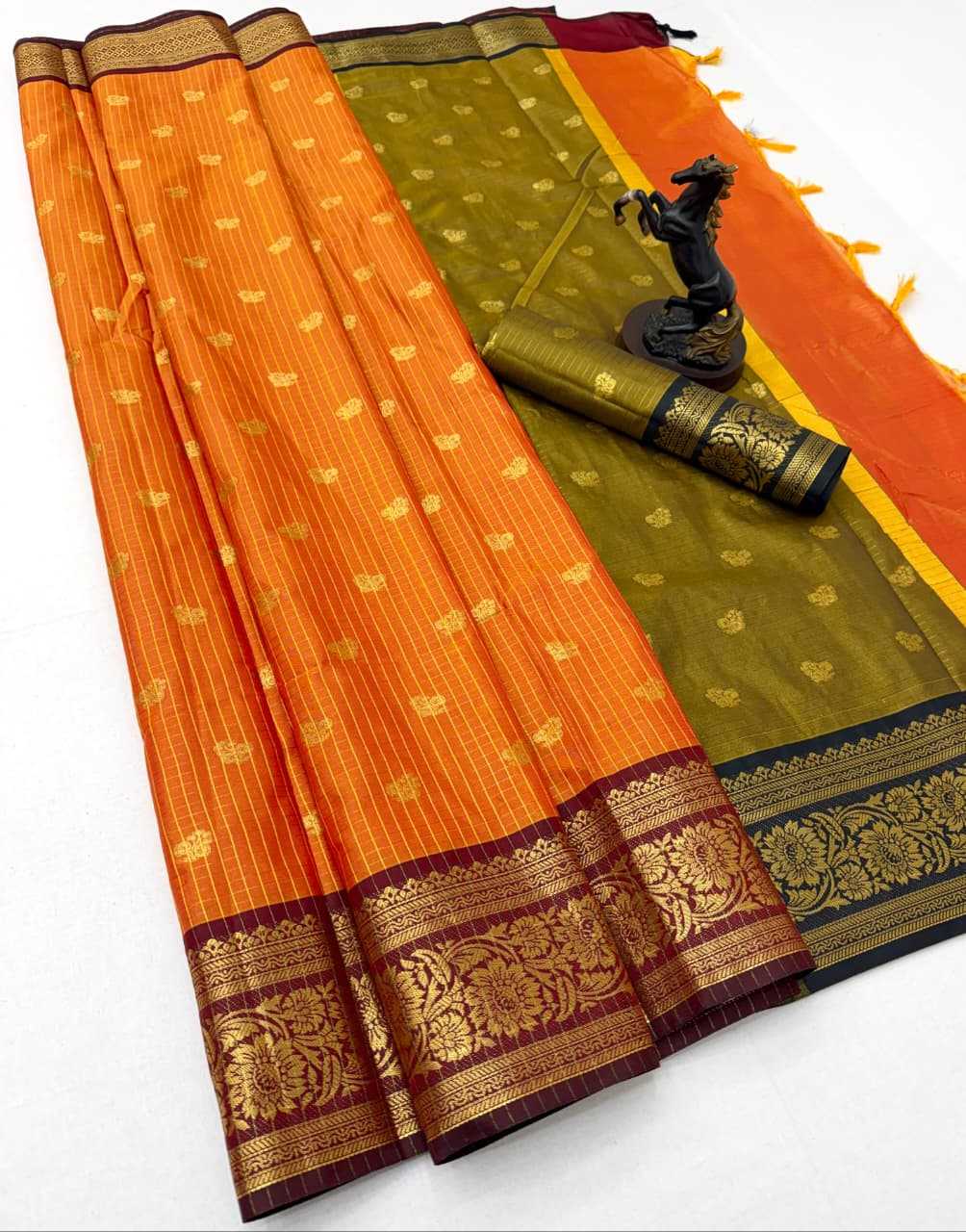 Banarasi Soft Silk Designer Saree in Orange