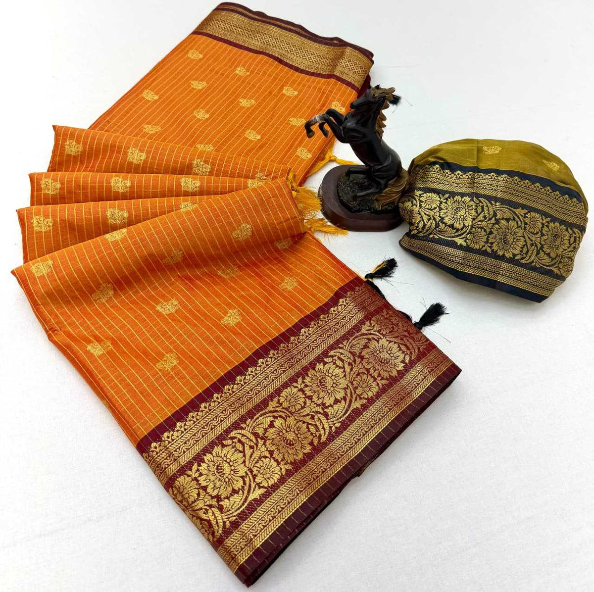 Banarasi Soft Silk Designer Saree in Orange