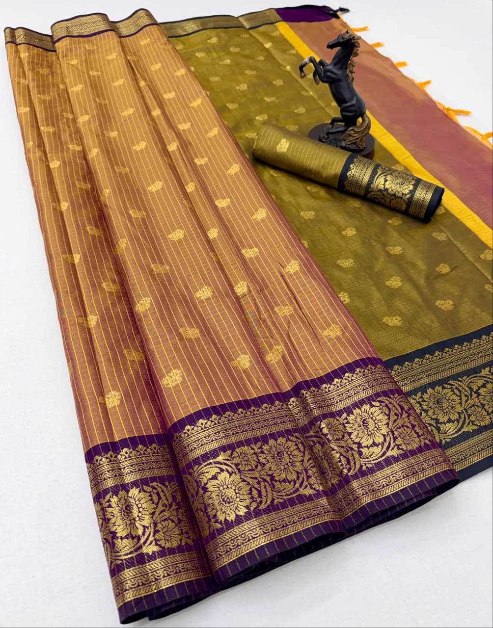 Banarasi Soft Silk Designer Saree in Orange