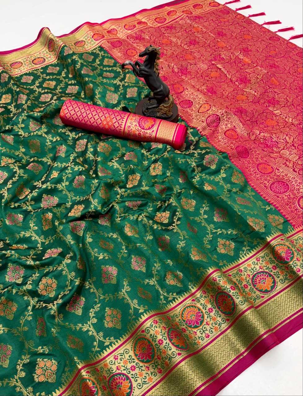 Soft Silk Designer Saree in Green