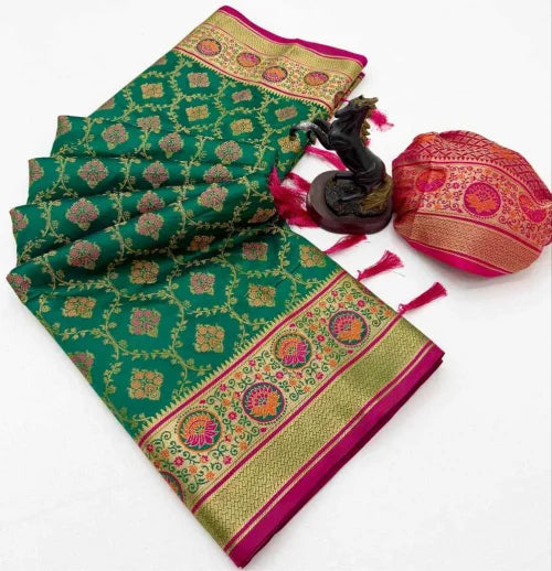 Soft Silk Designer Saree in Green