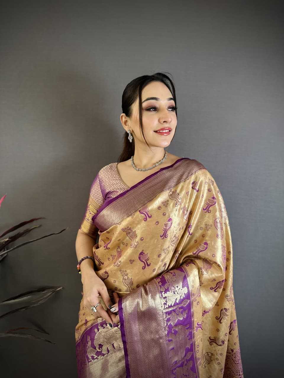 Design Kanjivaram Silk Zari Border Saree