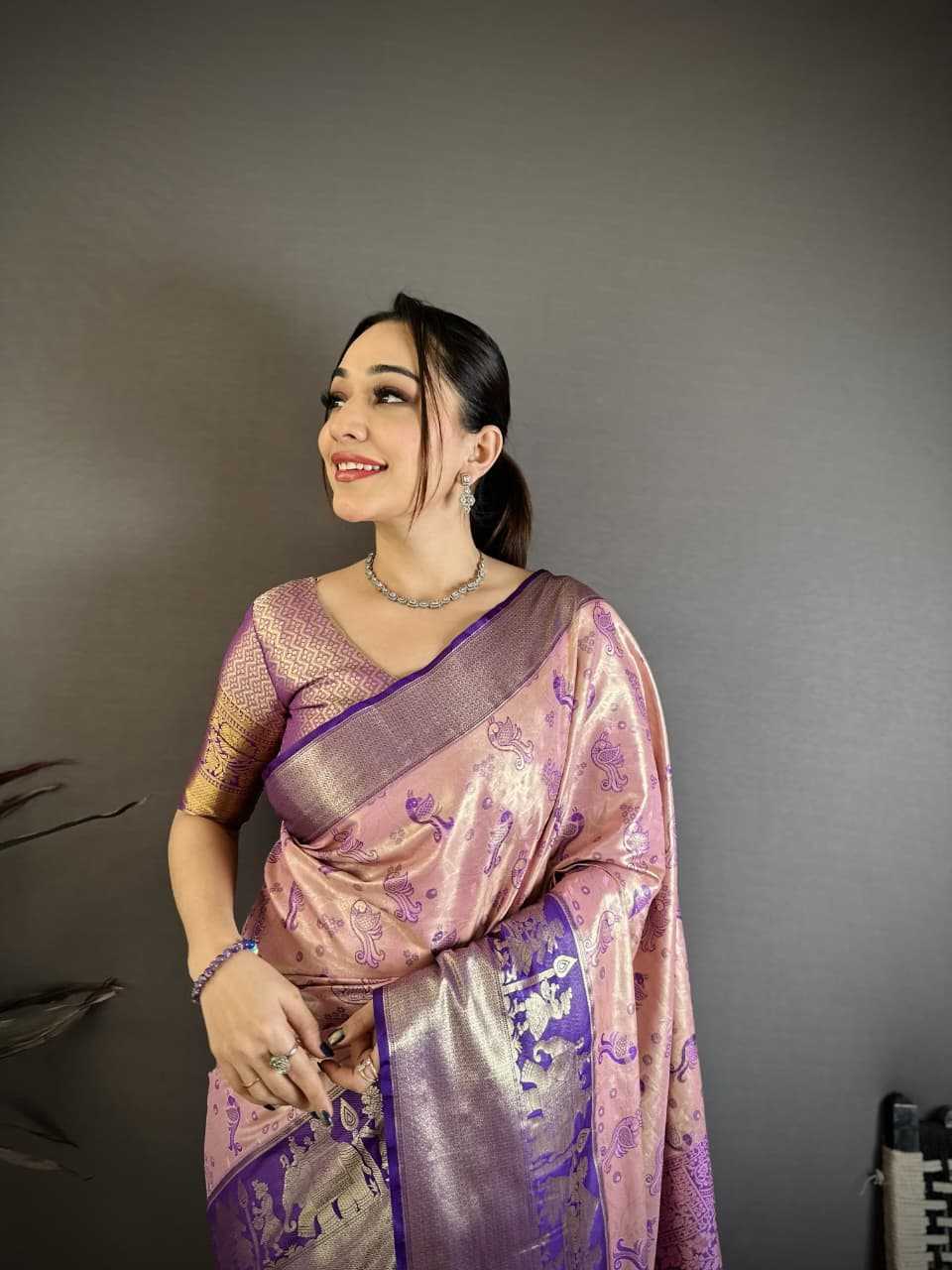 Design Kanjivaram Silk Zari Border Saree
