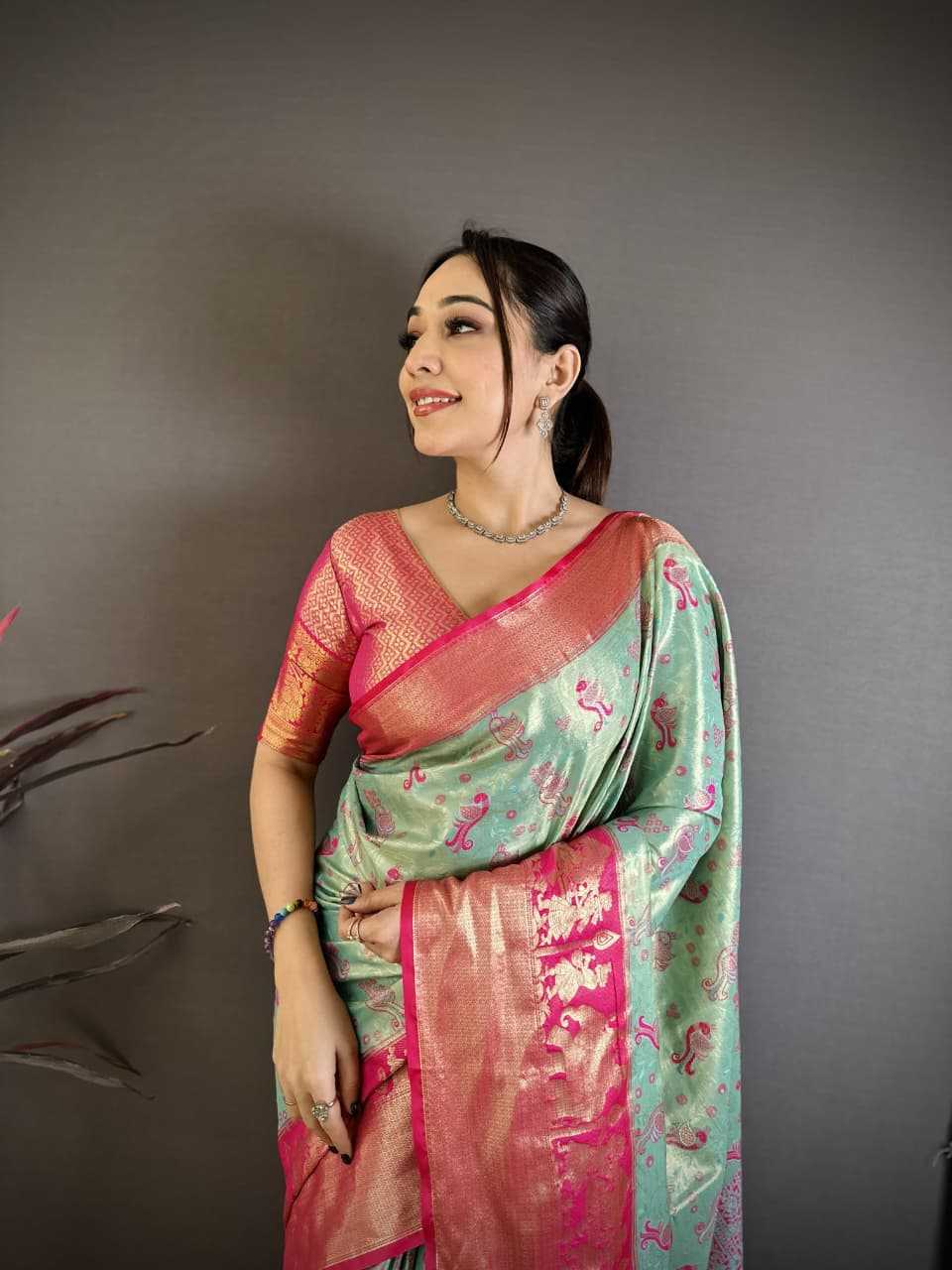 Design Kanjivaram Silk Zari Border Saree