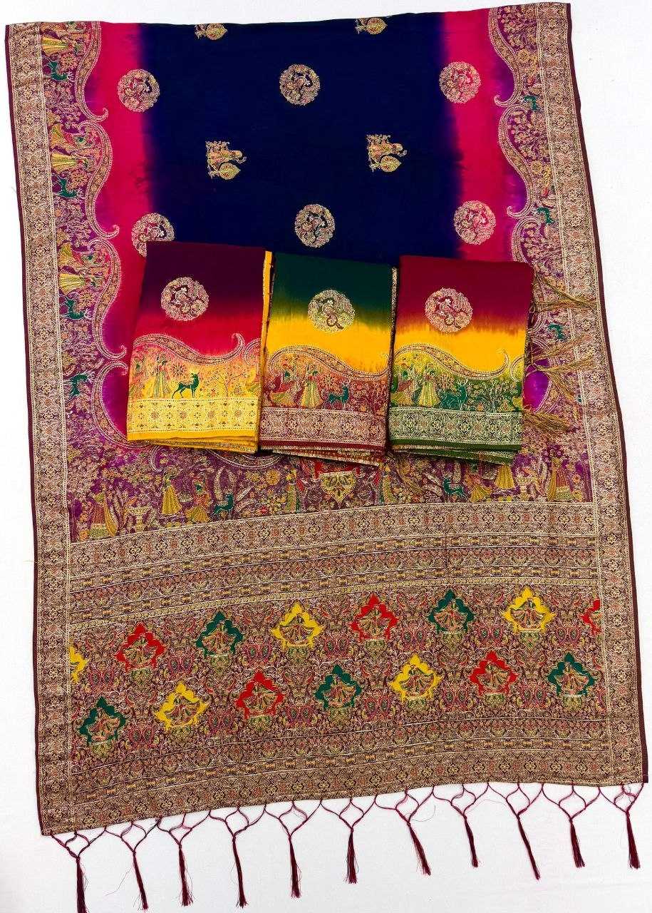 Pashmina Designer Saree in Bottle Green