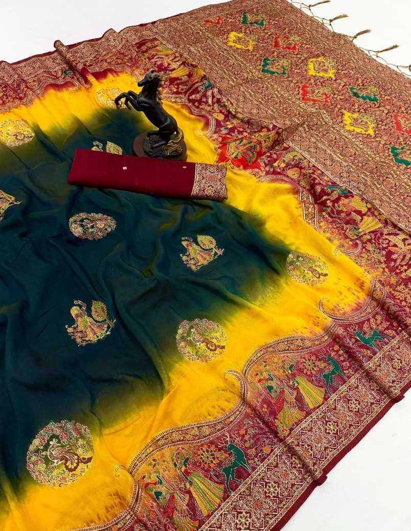 Pashmina Designer Saree in Bottle Green