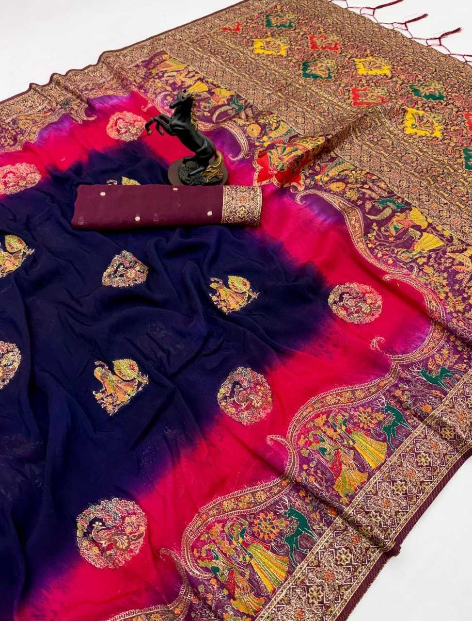 Pashmina Designer Saree in Bottle Green