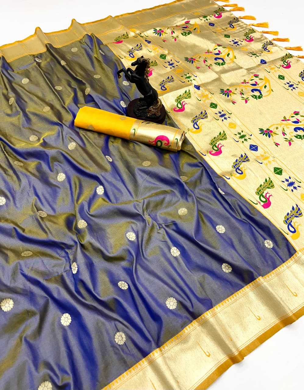 Soft Silk Designer Saree in Gray