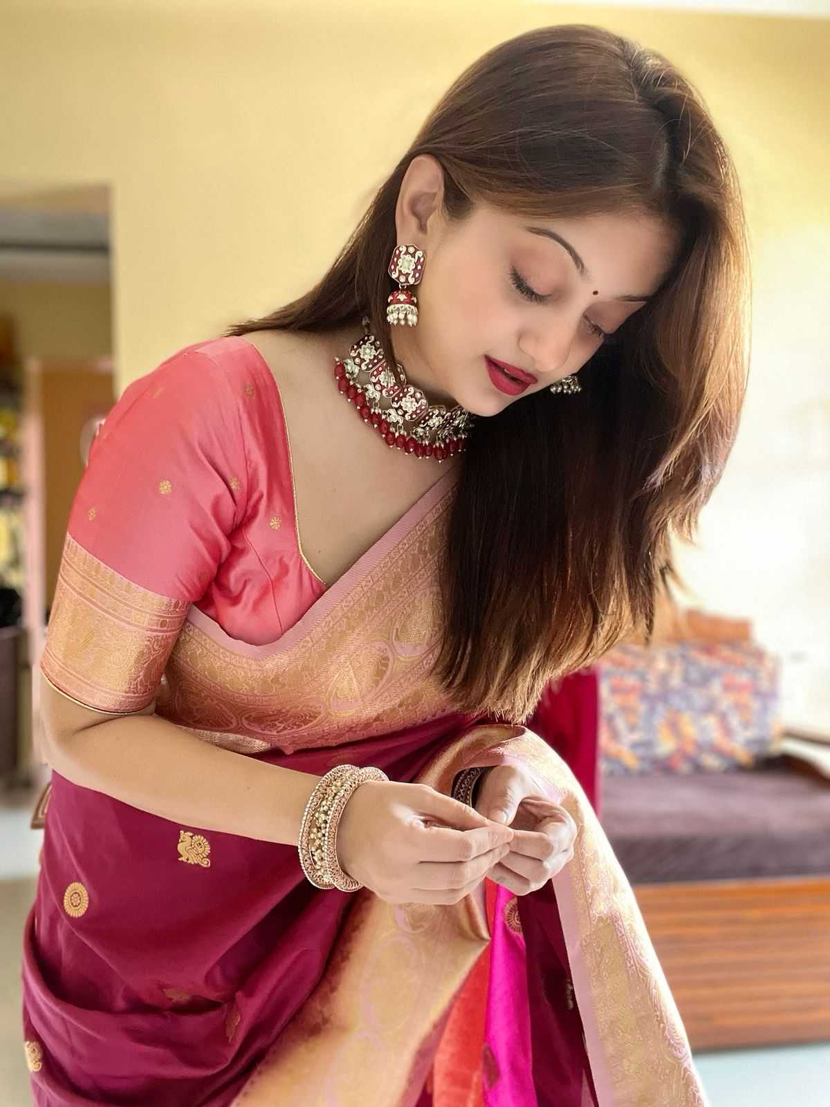 Premium Silk Designer Saree in Maroon
