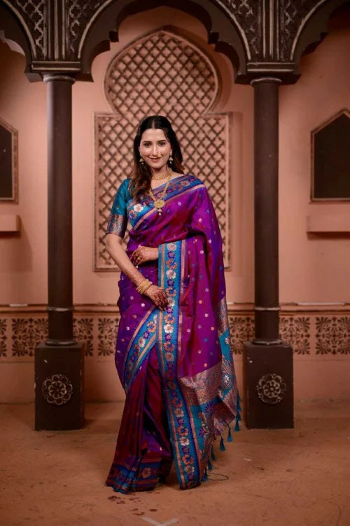 Soft Silk Designer Saree in Purple