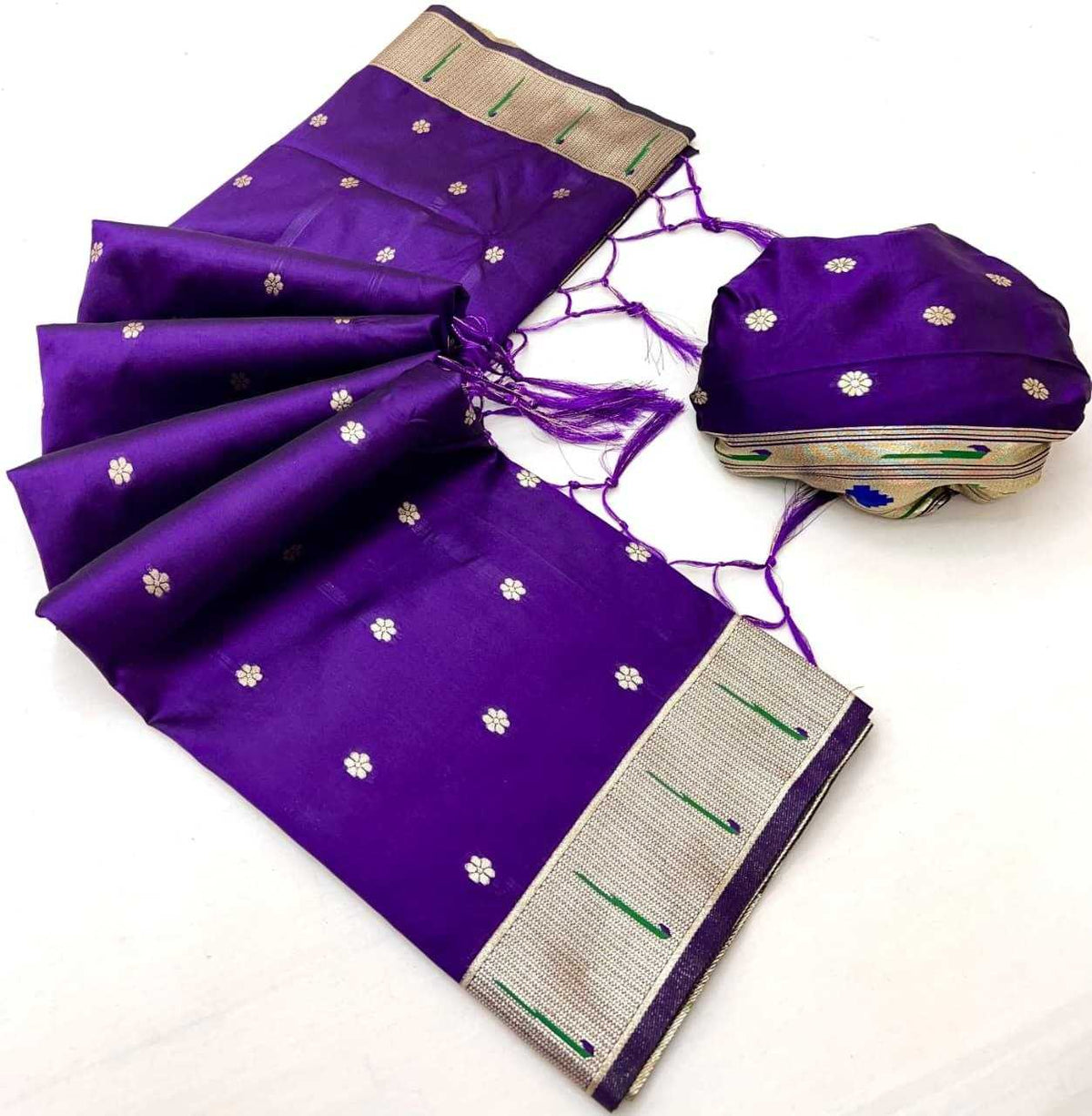 Soft Silk Zari Border Saree in Rani