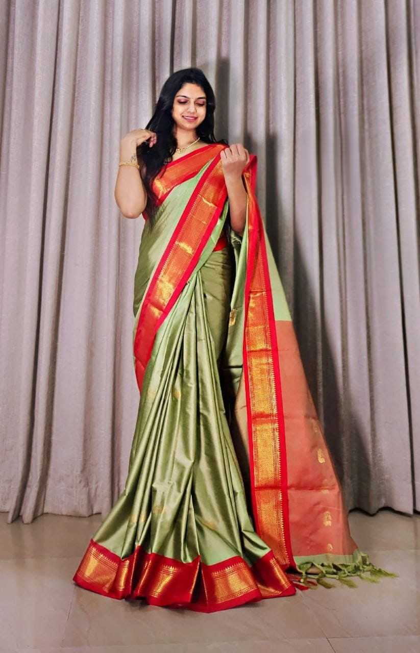 Cotton Jacquard Saree in Yellow