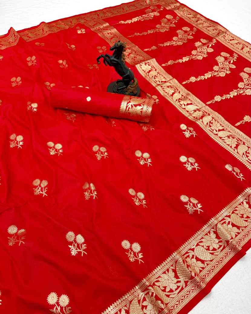 Theja Banarasi Soft Silk Designer Saree in Red