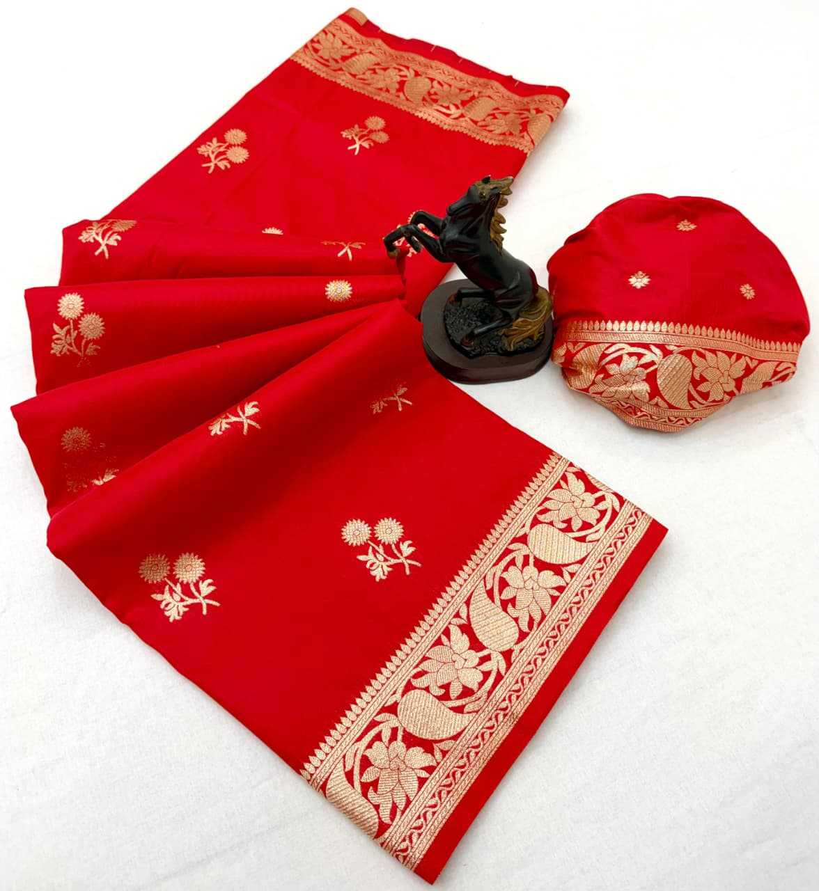 Theja Banarasi Soft Silk Designer Saree in Red