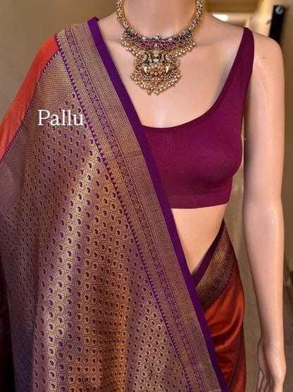 Banarasi Soft Silk Designer Saree in Orange