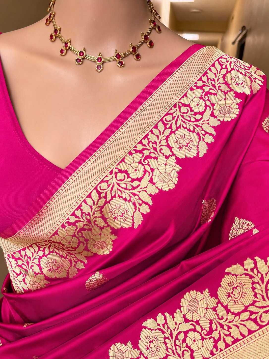 Banarasi Soft Silk Designer Saree in Pink