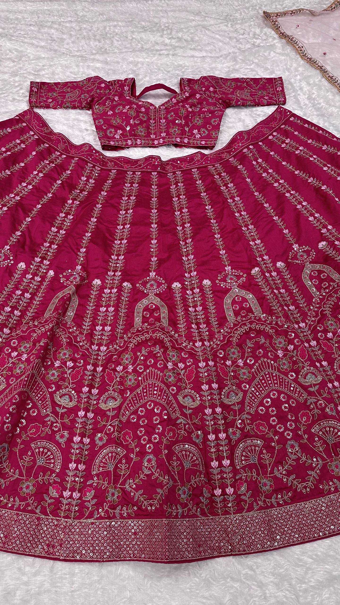 Slub Silk Designer Lehenga