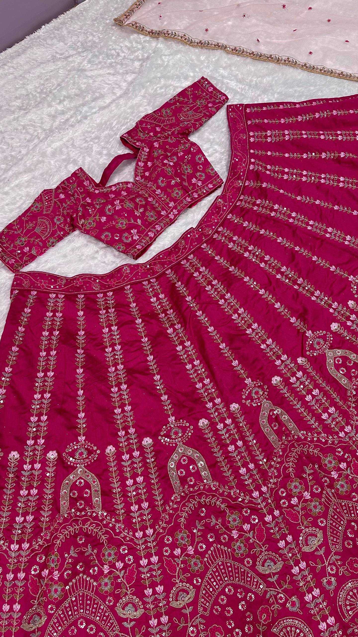 Slub Silk Designer Lehenga